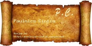 Paulnics Cintia névjegykártya